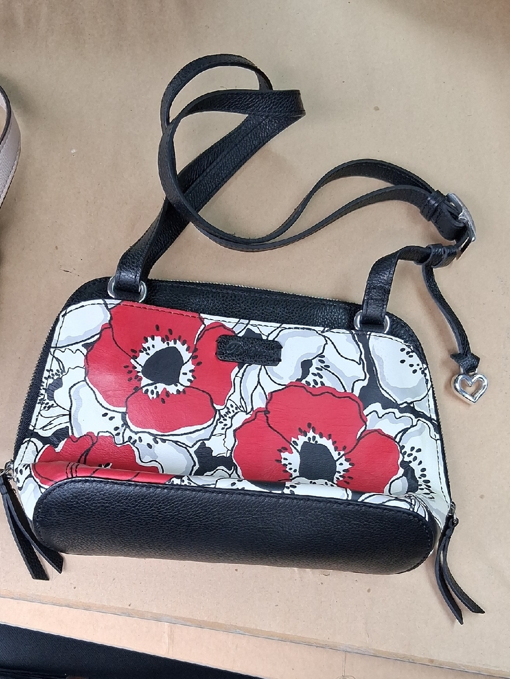 Brighton Red, Black & White Floral Crossbody
